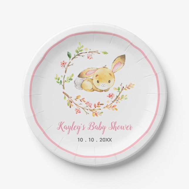 Bunny Baby Shower Paper Plate Pappteller (Vorderseite)