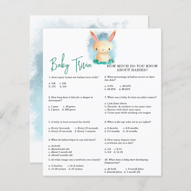 Bunny Baby Trivia | Baby Showspiel (Vorne/Hinten)