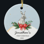 Bunny Baby's First Christmas Ornament<br><div class="desc">Bunny Baby's First Christmas Ornament</div>