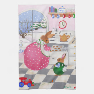 Bunny Baking Cookies Kitchen Towel Geschirrtuch