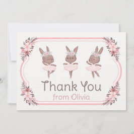 Bunny Ballerina in rosa Kleid Geburtstagsdusche Dankeskarte