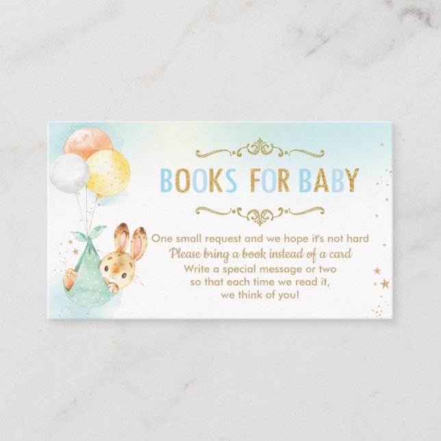 Bunny Balloons Baby Dusche bringen ein Buch stattd Begleitkarte (Vorderseite)