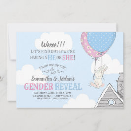 Bunny + Balloons Gender Reveve Invitation Einladung