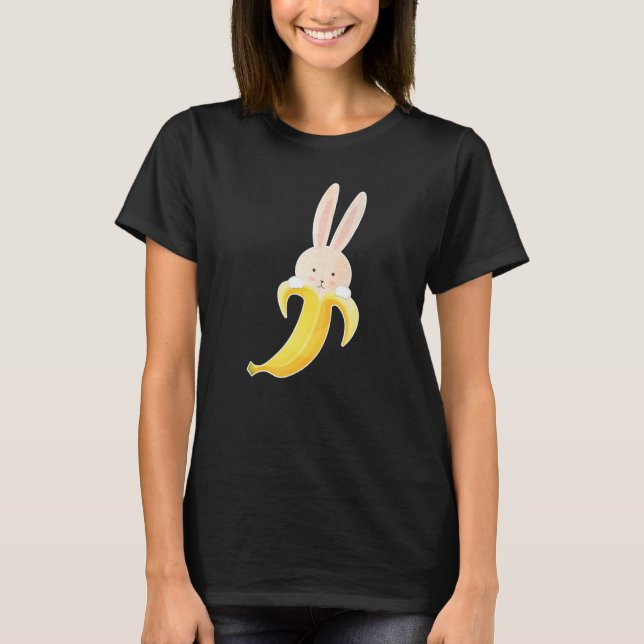 Bunny Banana Bunnana Cute Rabbit Peeled Banana T-Shirt (Vorderseite)