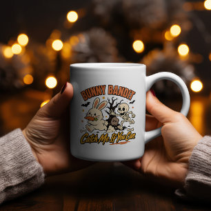Bunny Bandit Halloween-Shirt Skelett jagt Rabbit Zweifarbige Tasse
