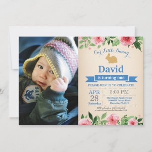 Bunny Birthday Boy Ostereier 1. Geburtstag Einladung