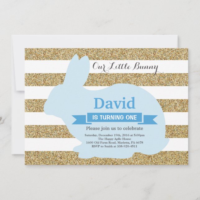 Bunny Birthday Boy Ostereier 1. Geburtstag Einladung (Vorderseite)