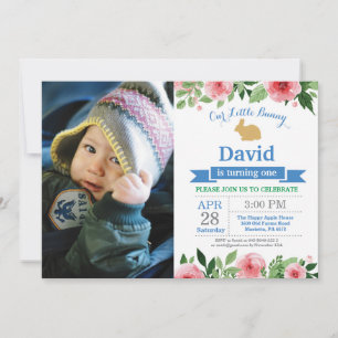 Bunny Birthday Boy Ostereier 1. Geburtstag Einladung