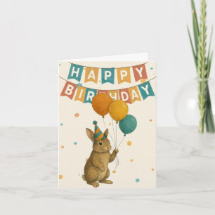 Bunny Birthday Card - Niedliches Party Tier Karte