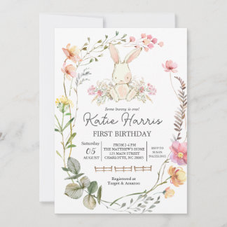 Bunny Birthday Einladung, Ein Hase ist ein Invit Einladung