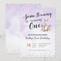 Bunny Birthday Einladung LILA
