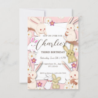 Bunny Birthday Einladung zum Kind