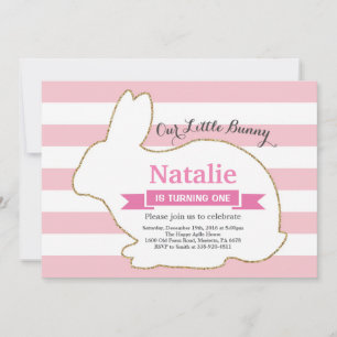 Bunny Birthday Girl Ostereier 1. Geburtstag Einladung