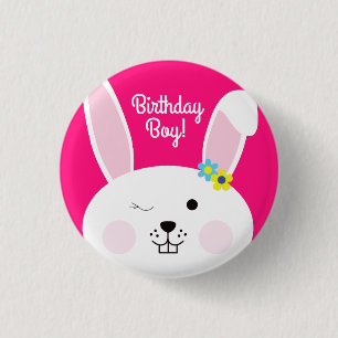 Bunny Birthday Niedlich Kid's Rabbit Party Button