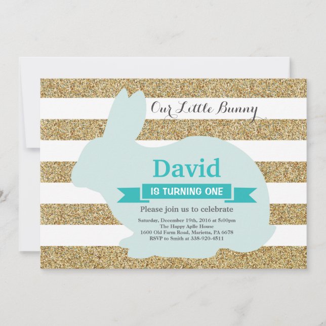 Bunny Birthday Ostereier 1. Geburtstag Einladung (Vorderseite)