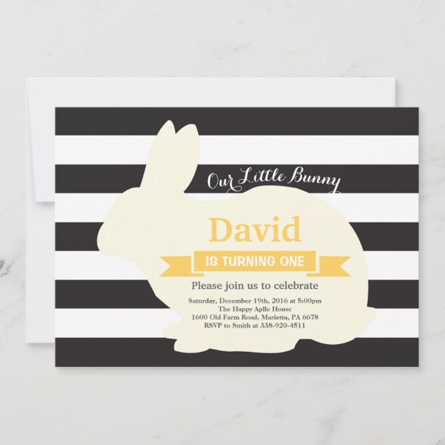 Bunny Birthday Ostereier 1. Geburtstag Einladung (Vorderseite)