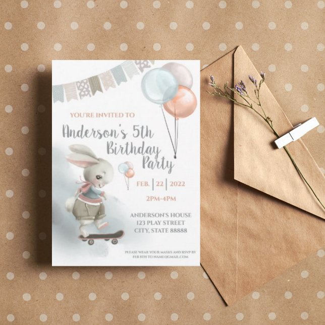 Bunny Birthday Party Einladung (Von Creator hochgeladen)