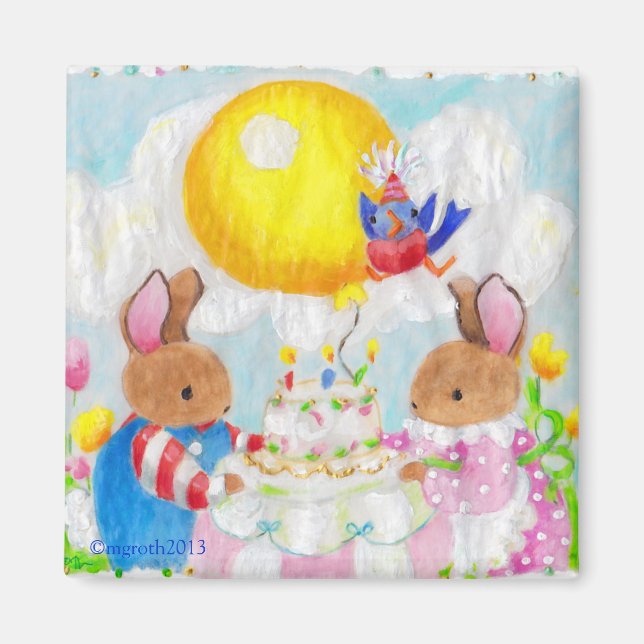 Bunny Birthday Party-Magnet Magnet (Vorne)