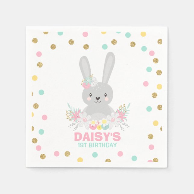 Bunny Birthday Party Neapel Bunny Birthday Serviette (Vorderseite)