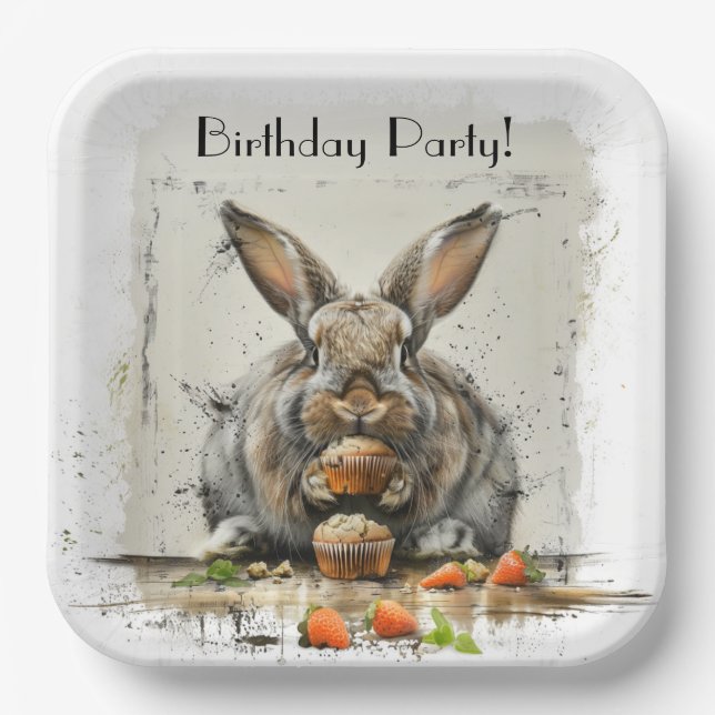 Bunny Birthday Party Pappteller (Vorderseite)