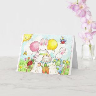 Bunny Birthday Party Party Card Karte