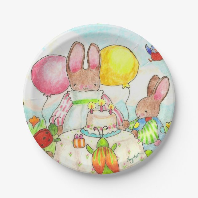 Bunny Birthday Party Party Paper Plate Pappteller (Vorderseite)