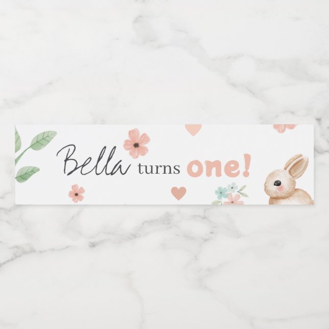 Bunny Birthday Party Wasserflasche Wasserflaschenetikett (Einzelnes Label)