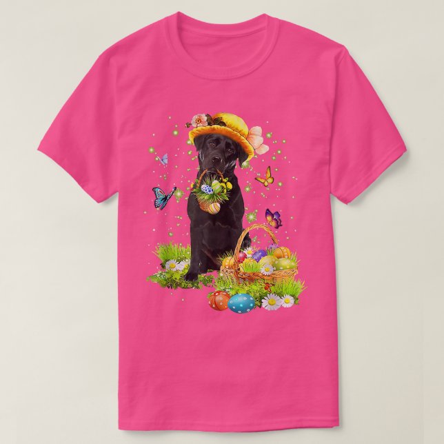 Bunny Black Labrador Hund Happy Ostereier Ostern  T-Shirt (Design vorne)