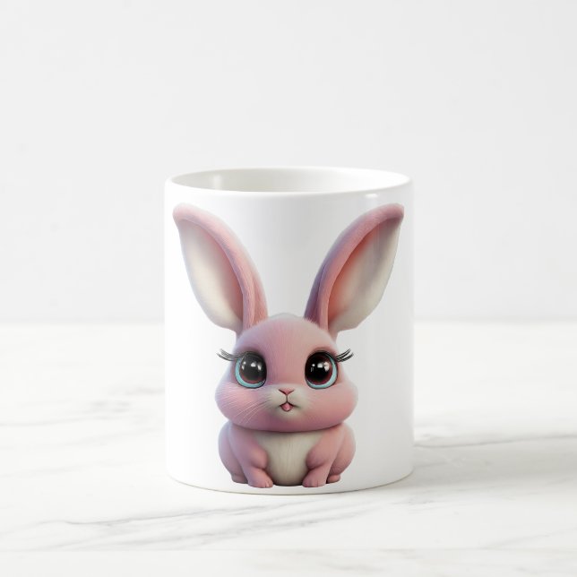 Bunny Bliss: Adorable Pink Rabbit Tasse (Mittel)
