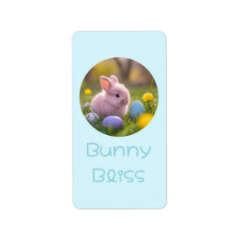 Bunny Bliss - Fluffy Pink Bunny Oaster Adressaufkleber