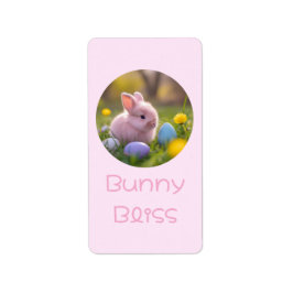 Bunny Bliss - Fluffy Pink Bunny Oaster Adressaufkleber