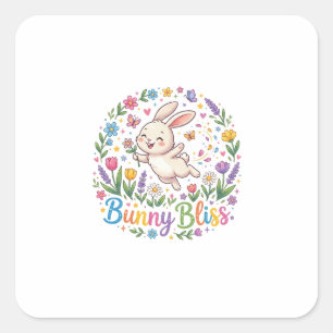 Bunny Bliss Süßes Kaninchenliebhaber T-Shirt Quadratischer Aufkleber