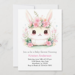 Bunny Bliss: Whimsical Baby Girl's Shower Einladung