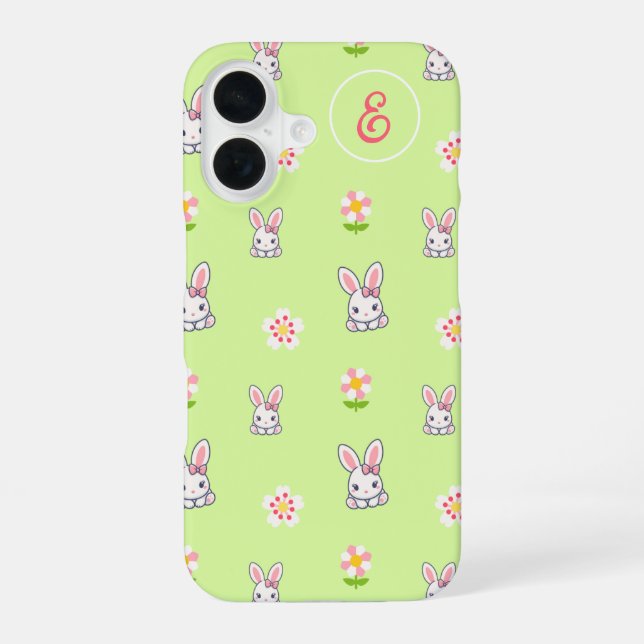 Bunny Bloom Delight iPhone 16 Hülle (Rückseite)