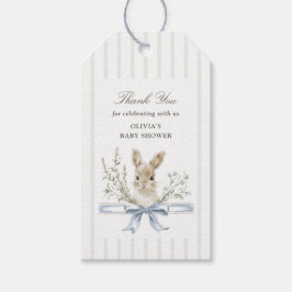 Bunny Blue Bow Baby Shower Thank you Geschenkanhänger