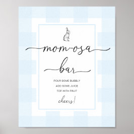 Bunny Blue Gingham Baby Shower Mama-osa Bar Sign Poster