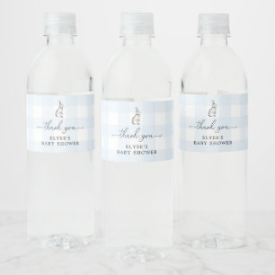 Bunny Blue Gingham Gefallen Wasser Flasche Wasser  Wasserflaschenetikett