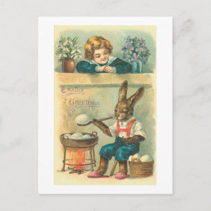 Bunny Boiling Ostereier Vintag Ostern Feiertagspostkarte