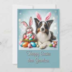 Bunny Border Collie Happy Ostergrandson Feiertagskarte