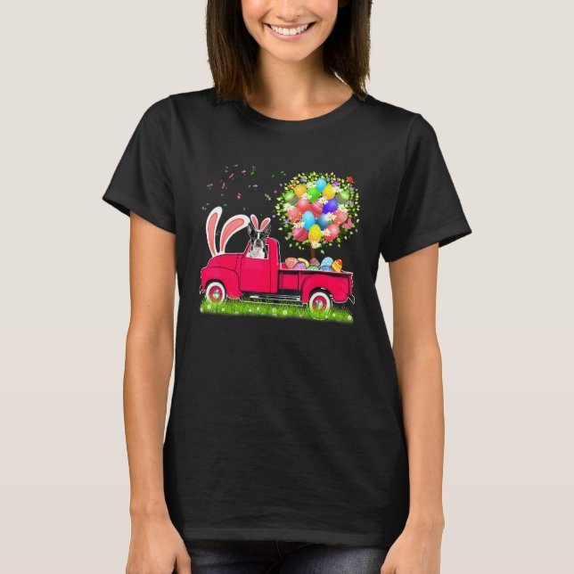 Bunny Boston Terrier Happy Oaster Eggs Tree T-Shirt (Vorderseite)