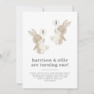 Bunny Boy Joint 1. Geburtstag Einladung