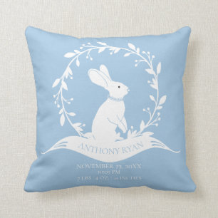 Bunny Boys Baby Birth Stats Pillow Kissen