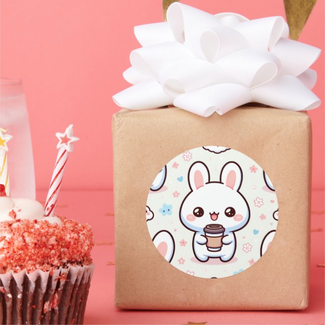 Bunny Brew Pattern Runder Aufkleber (Party)
