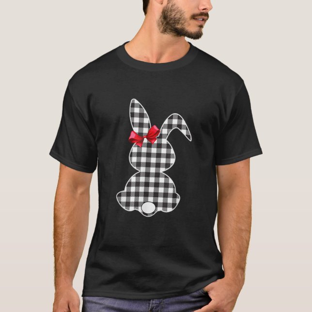 Bunny Buffalo Black Plaid Prin Happy Easter Day Wo T-Shirt (Vorderseite)