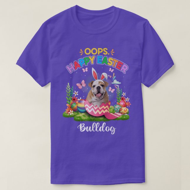 Bunny Bulldog Oops Happy Ostereier 2022  T-Shirt (Design vorne)