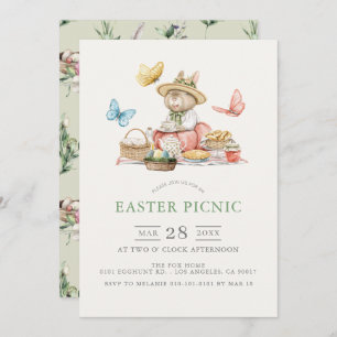 Bunny & Butterflies Tee Party Ostern Picknick Einladung
