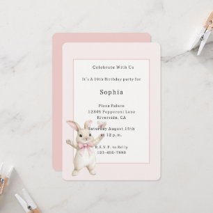 Bunny Butterfly Blush Pink Geburtstag Einladung