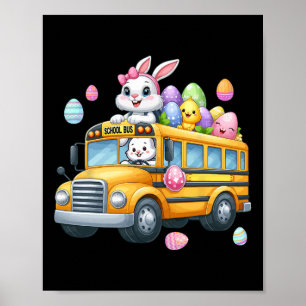 Bunny Carry Ostereier Korb auf Schulbus Hu Poster