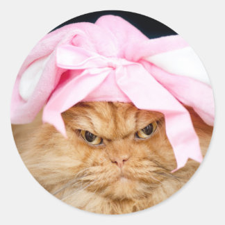 Bunny Cat Oster Classic Round Sticker