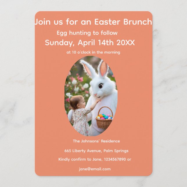 Bunny & Child Photo Oval Frame Easter Einladung (Vorderseite)